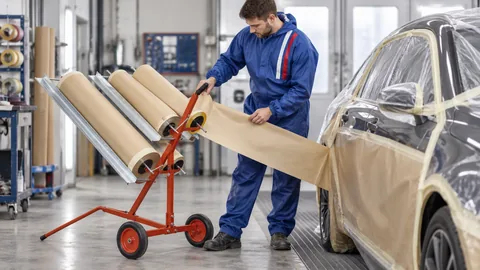 Werkstattszene: Papier und Folie in der Lackiererei organisieren: Abrollsysteme richtig auswählen