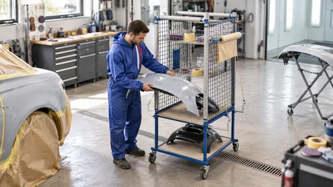 Werkstattszene: Kleine Lackierwerkstatt organisieren: Stellflächen und Arbeitswege planen